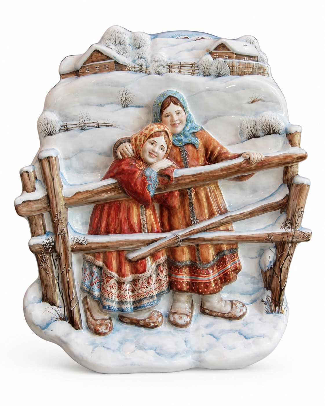 Плакетка «Рельеф Подружки» Майолика. 305 x 367 мм.