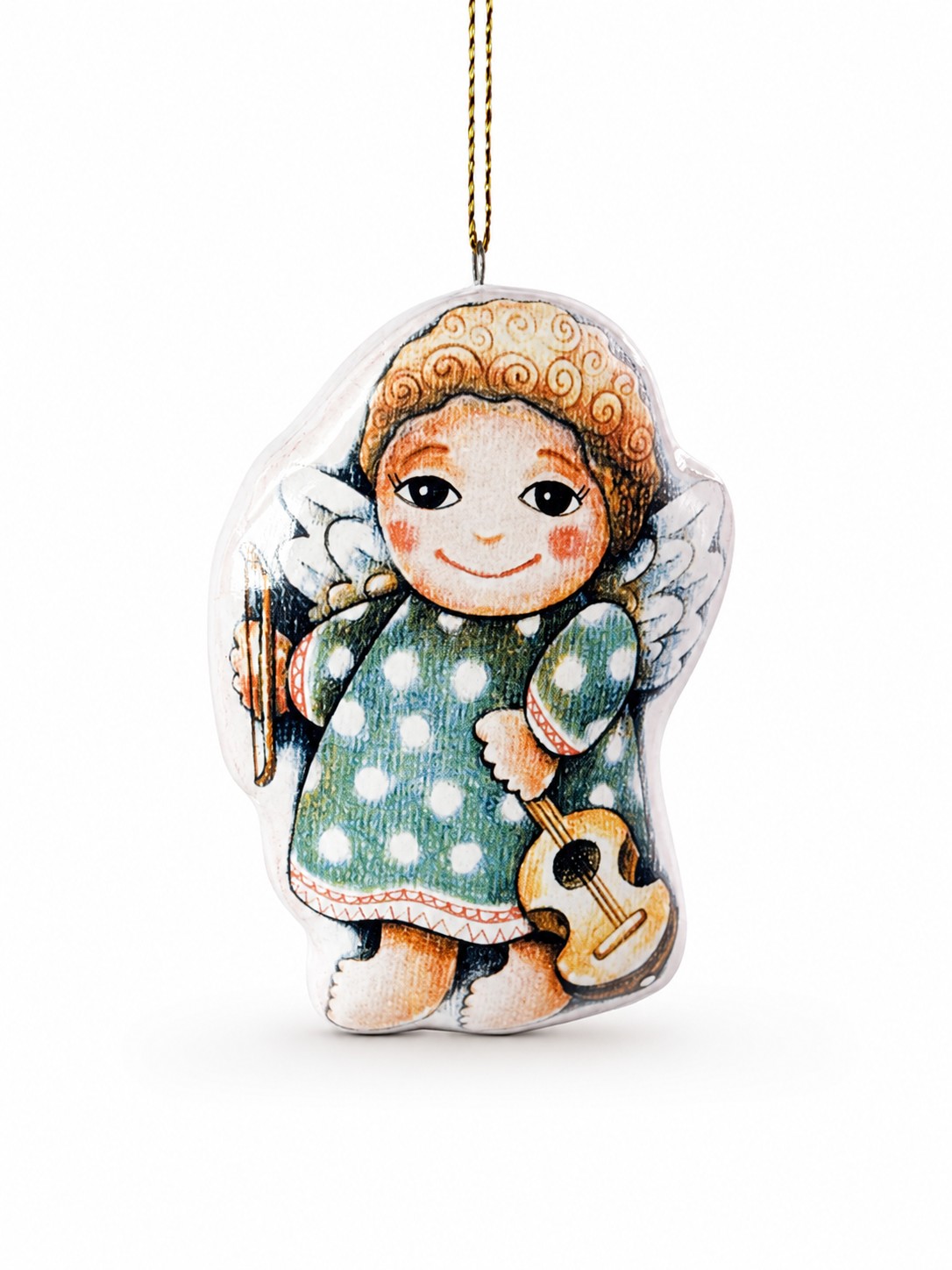 Елочная игрушка «Ангел зеленый» Майолика