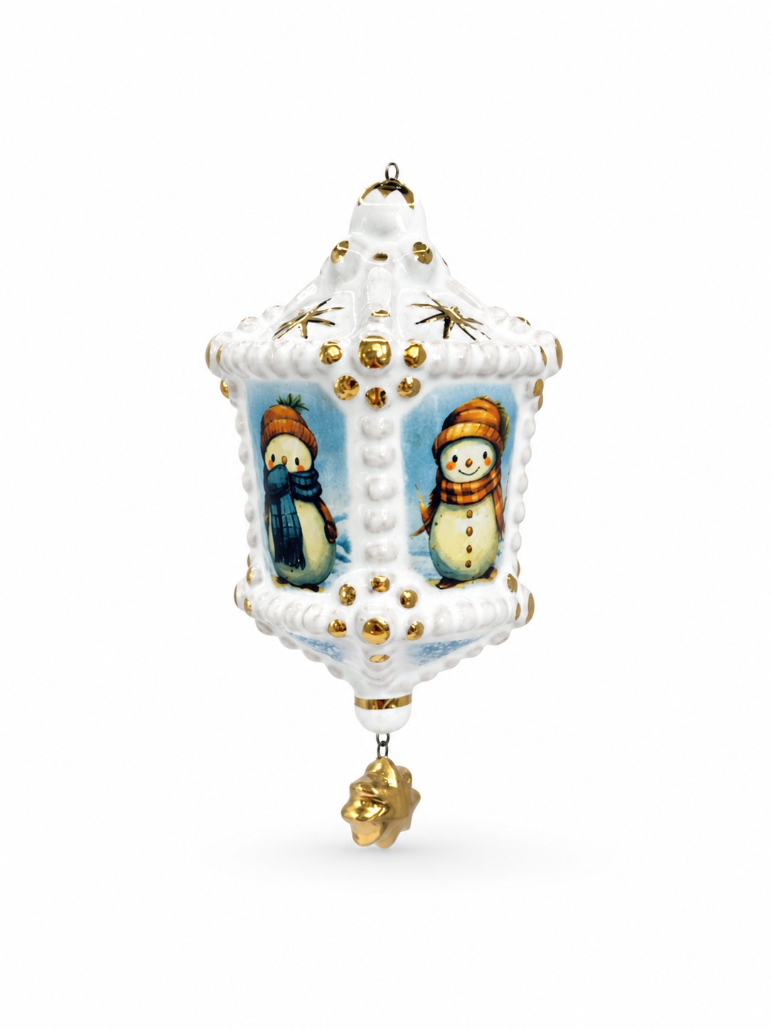 Елочная игрушка «Фонарик с бусинками» Форма: Фонарик с бусинками. Майолика. 70 x 120 мм.
