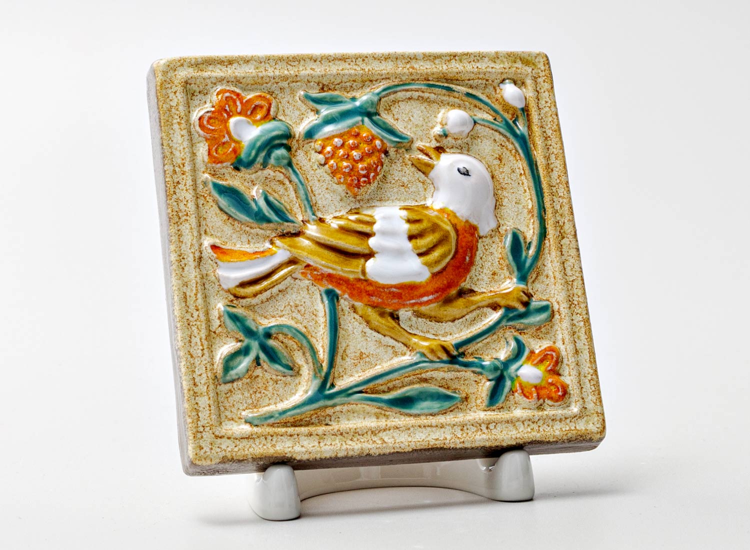 Изразец малый «Сойка 2 золотистый»