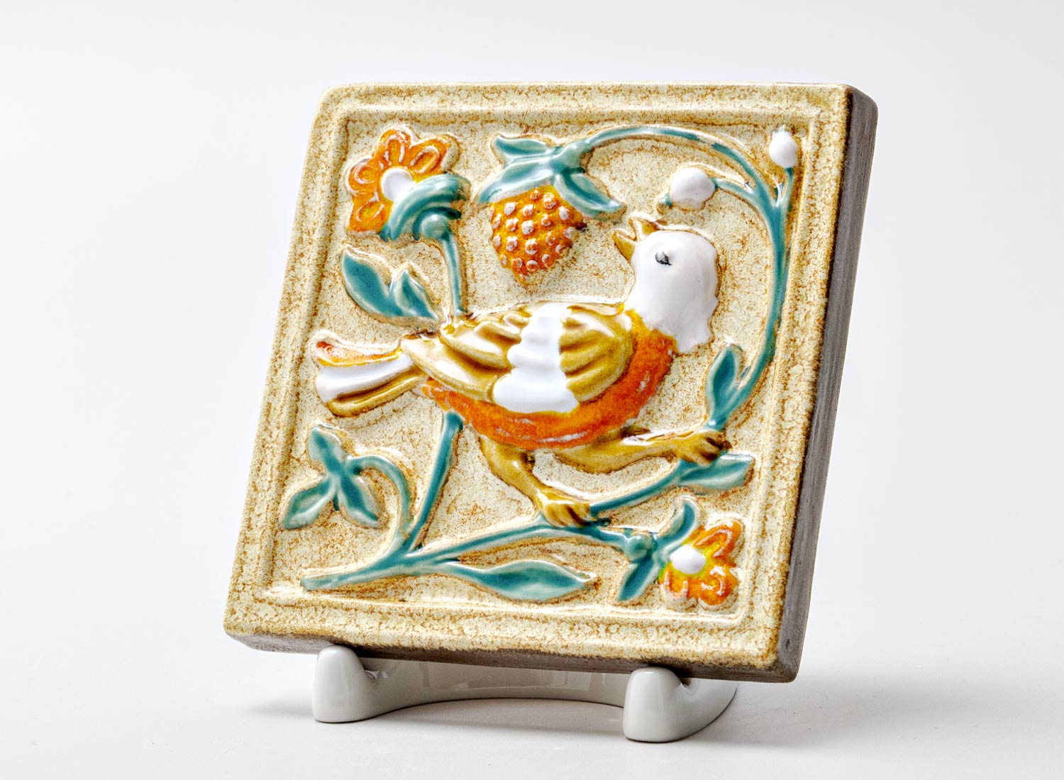 Изразец малый «Сойка 2 золотистый»