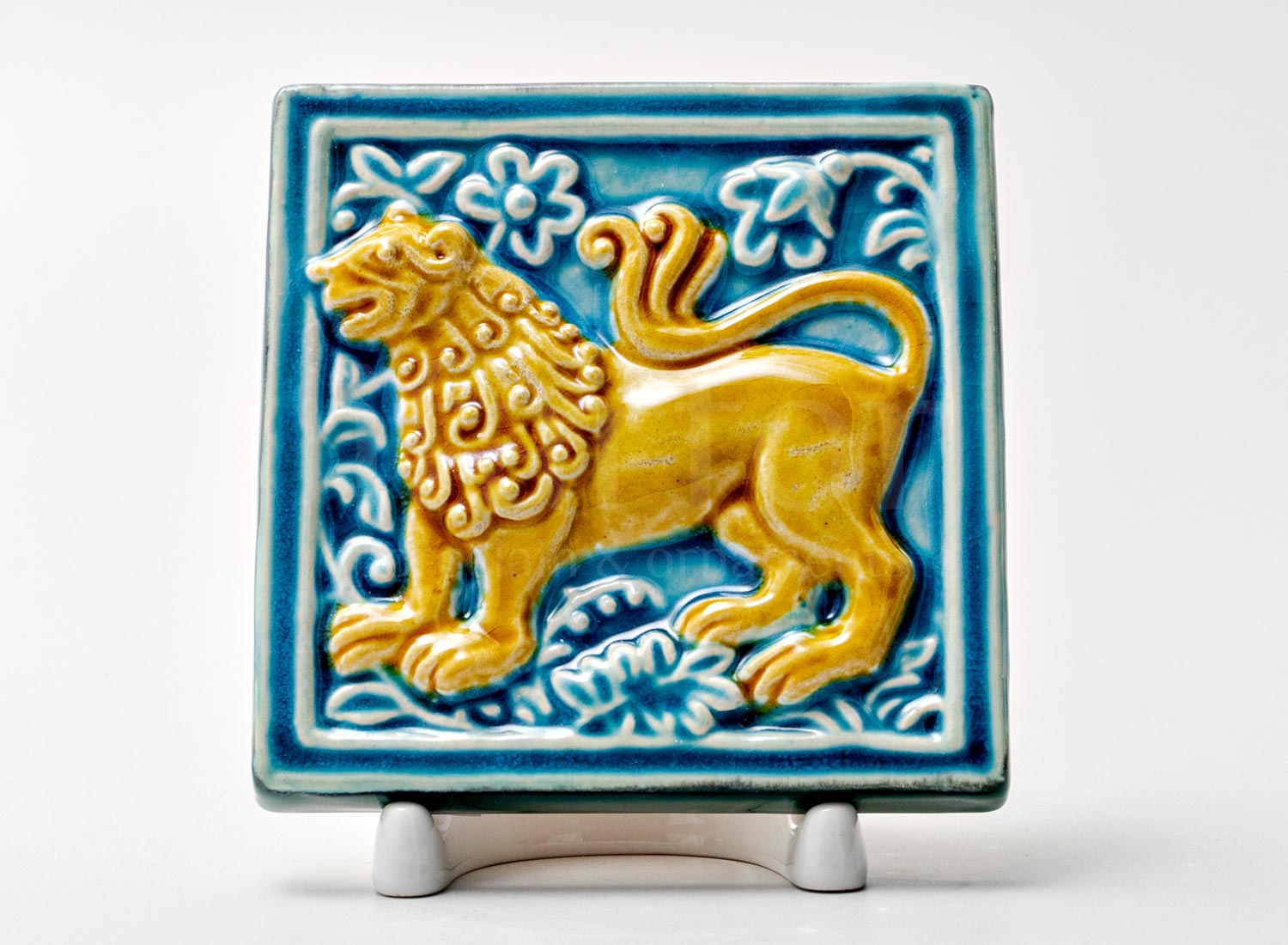 Изразец малый «Лев 3 бирюзовый»