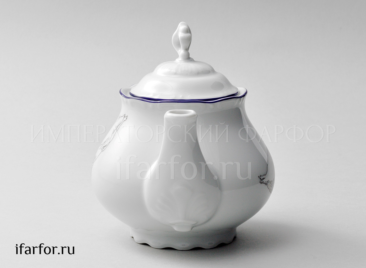Чайник заварочный «Гуси» Форма: Констанция. Фарфор. 700 мл.