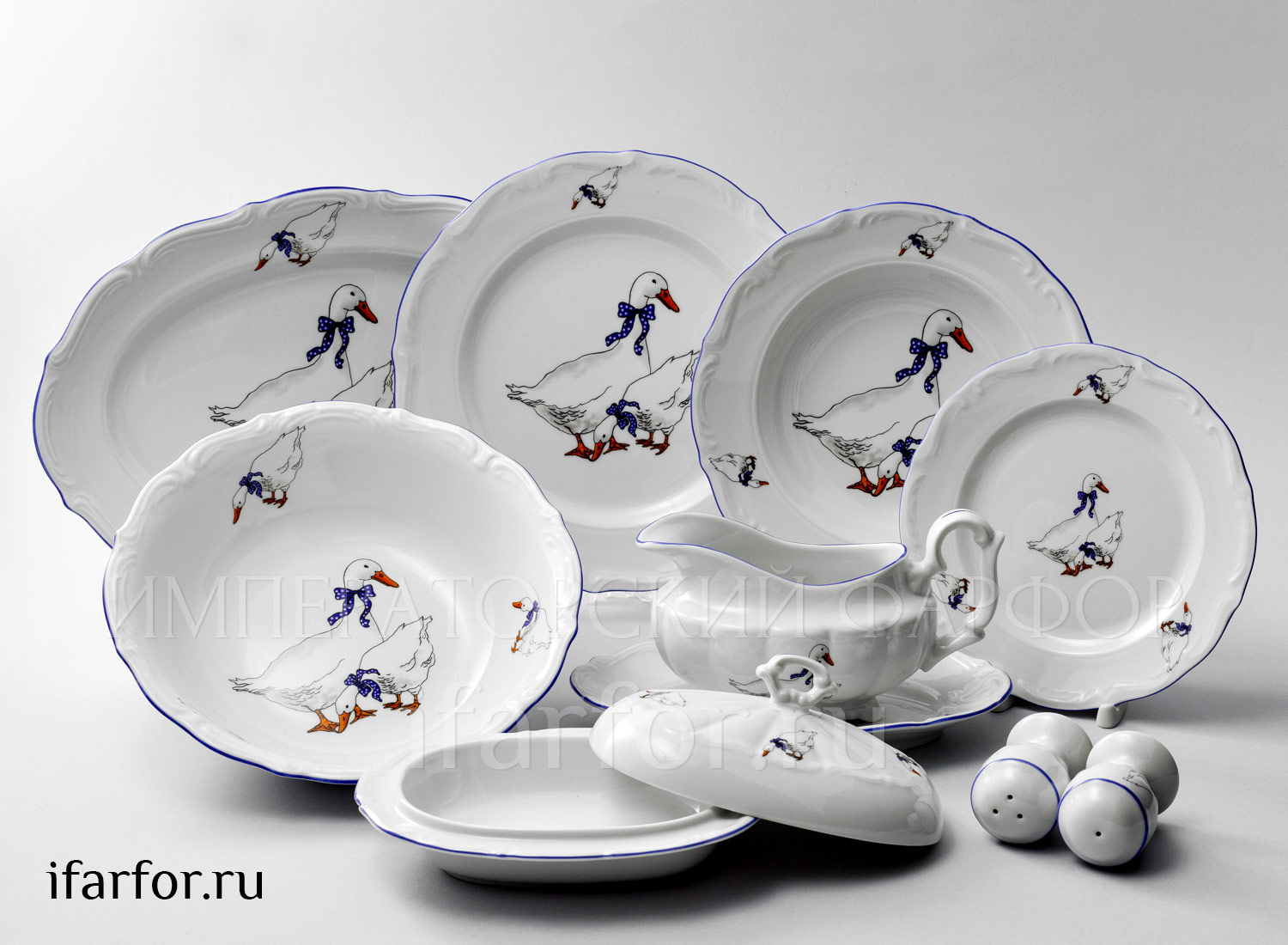 Сервиз столовый «Гуси» 6/25 Форма: Repast. Фарфор