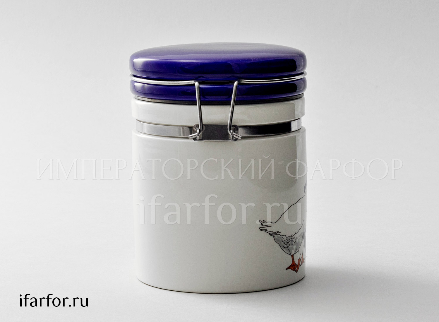 Банка для сыпучих продуктов «Гуси» Форма: Royal Classics. Керамика. 96 x 120 мм.
