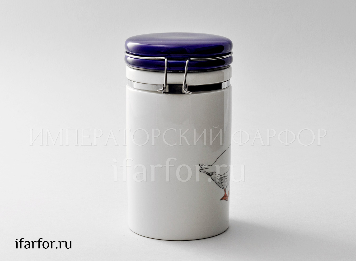 Банка для сыпучих продуктов «Гуси» Форма: Royal Classics. Керамика. 96 x 180 мм.