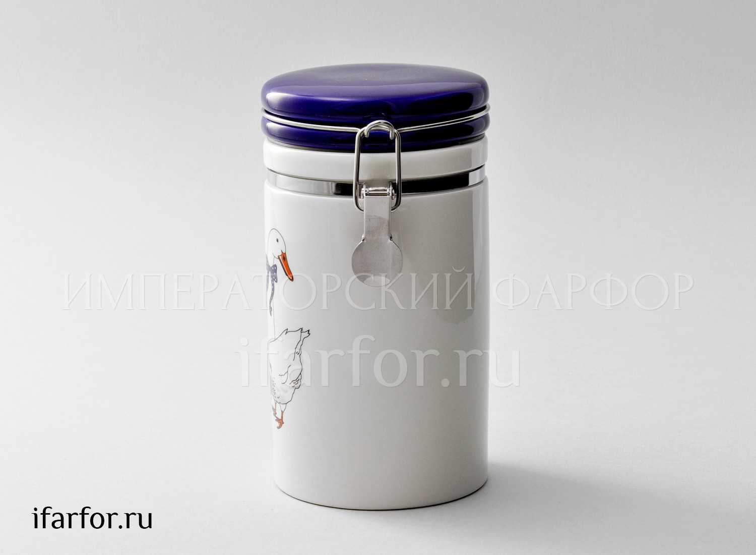 Банка для сыпучих продуктов «Гуси» Форма: Royal Classics. Керамика. 96 x 180 мм.