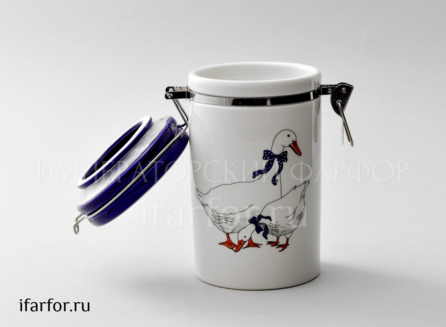 Банка для сыпучих продуктов «Гуси» Форма: Royal Classics. Керамика. 96 x 180 мм.