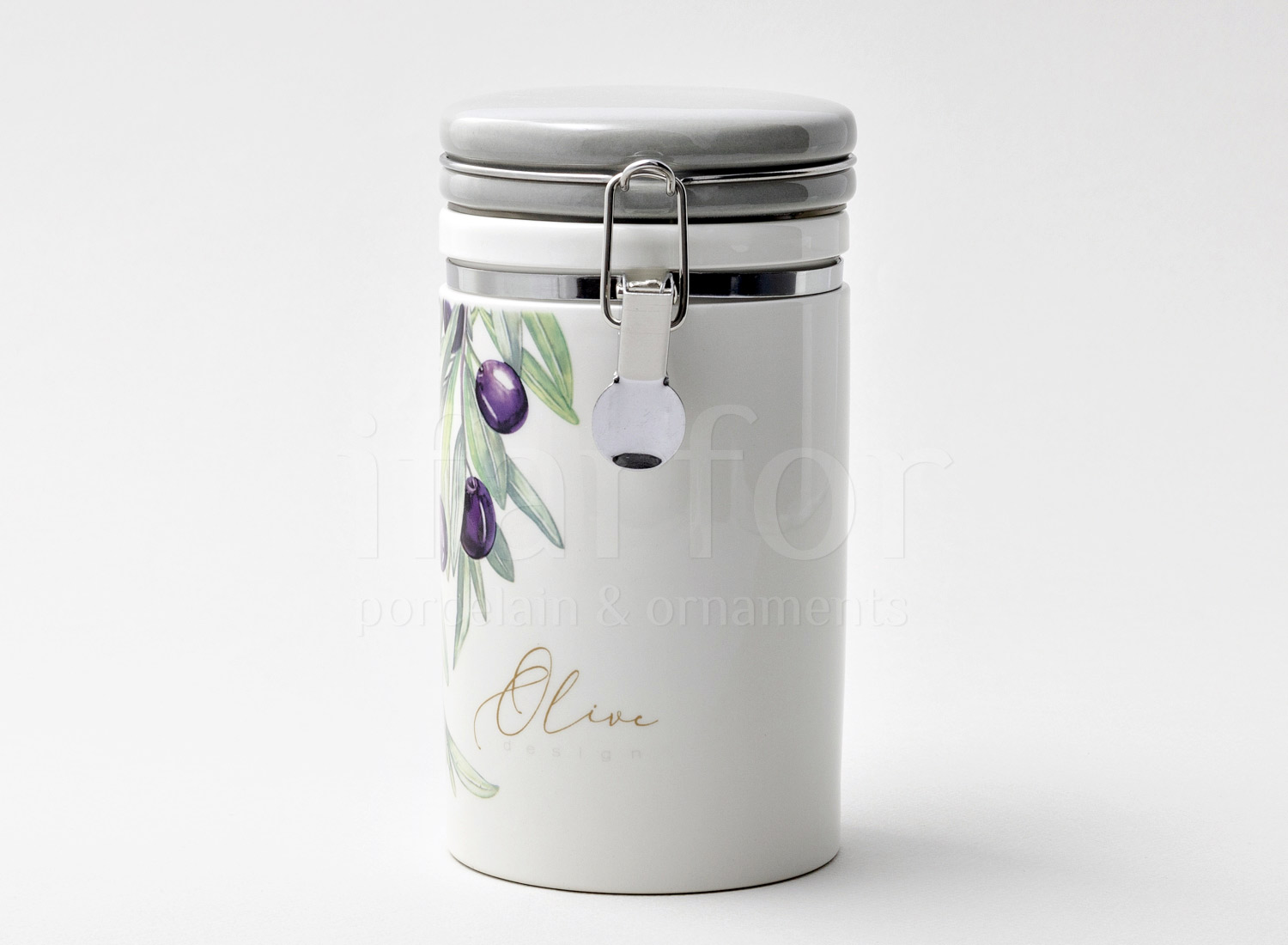 Банка для сыпучих продуктов «Оливки» Форма: Royal Classics. Керамика. 95 x 180 мм.