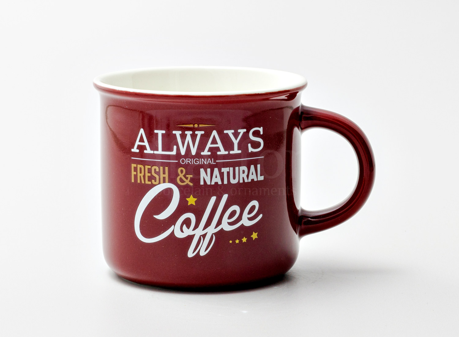 Кружка «Always original fresh and natural coffee (бордо)» Форма: Royal Classics. Керамика. 440 мл.