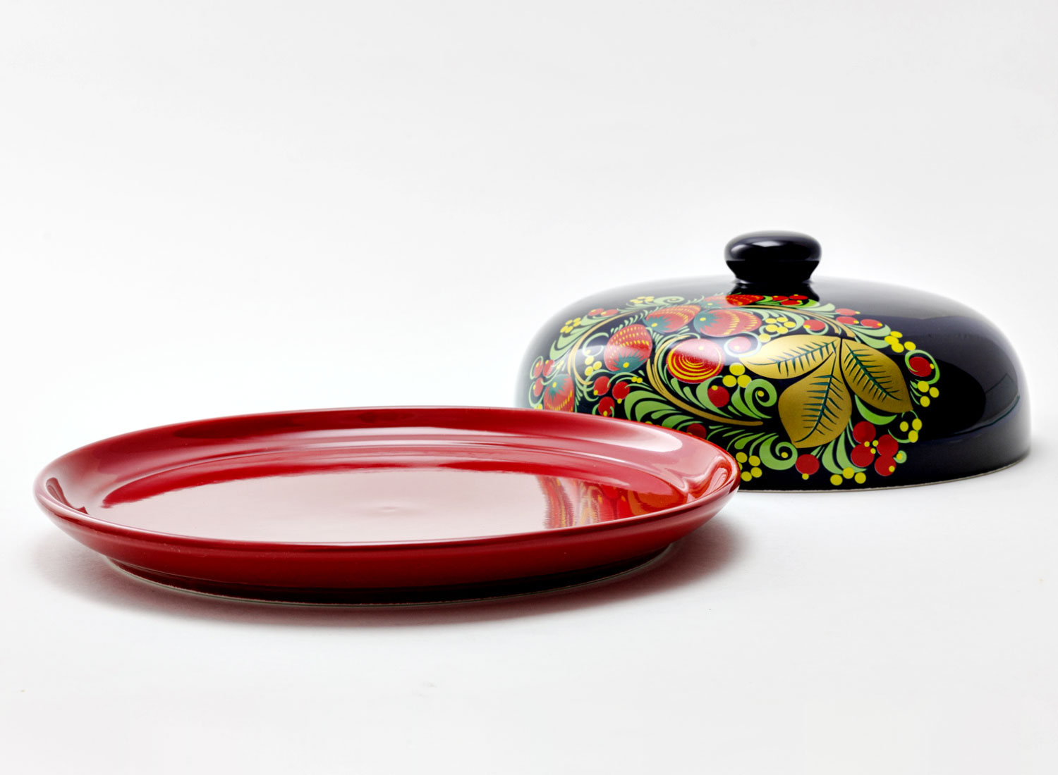 Блинница «Хохлома» Форма: Repast. Керамика. 230 x 230 x 100 мм.