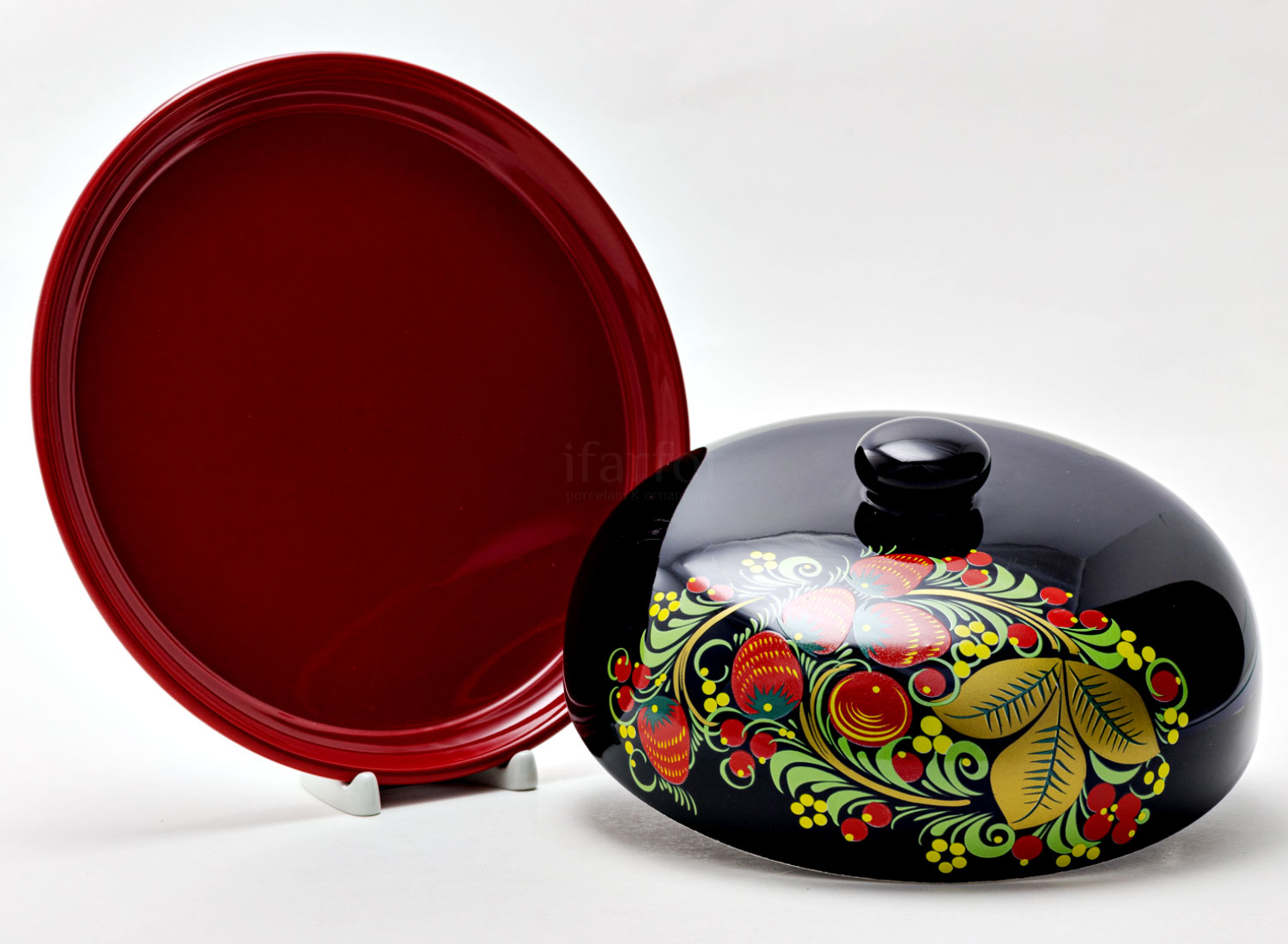 Блинница «Хохлома» Форма: Repast. Керамика. 230 x 230 x 100 мм.
