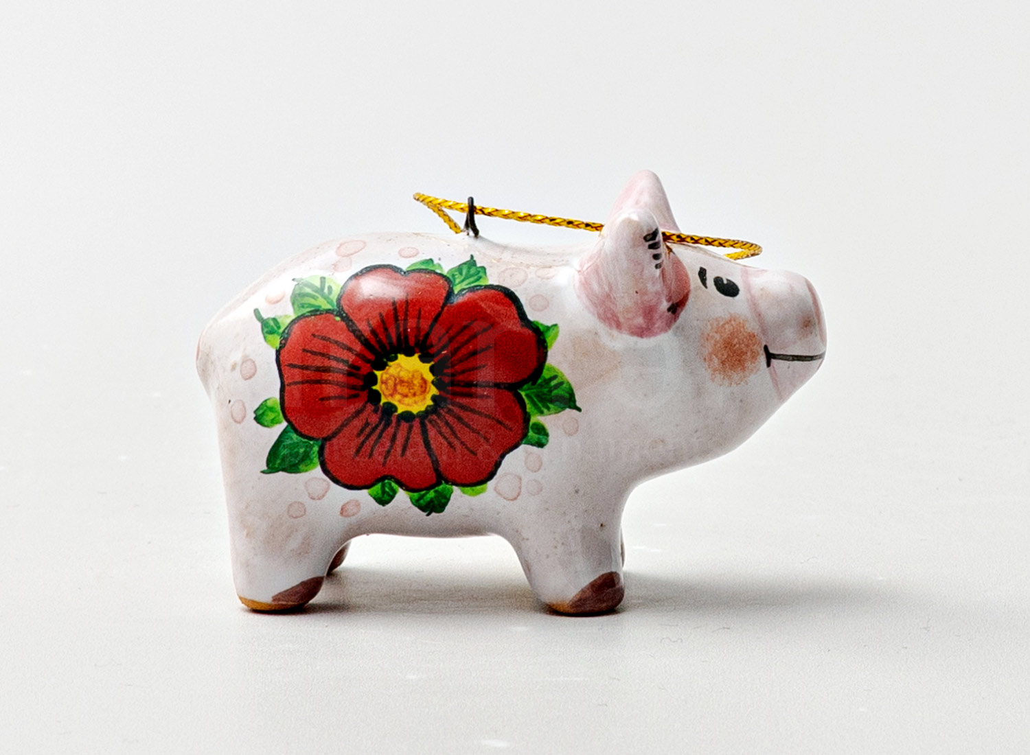 Елочная игрушка «Поросенок» Форма: Поросенок. Майолика. 55 x 40 мм.