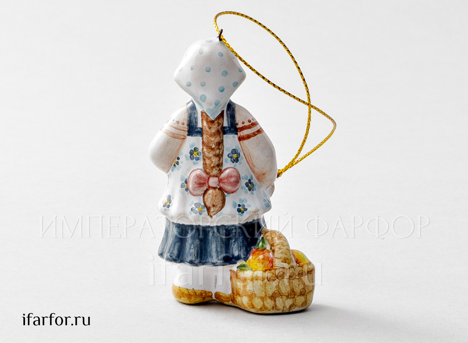 Елочная игрушка «Девочка с яблоками»