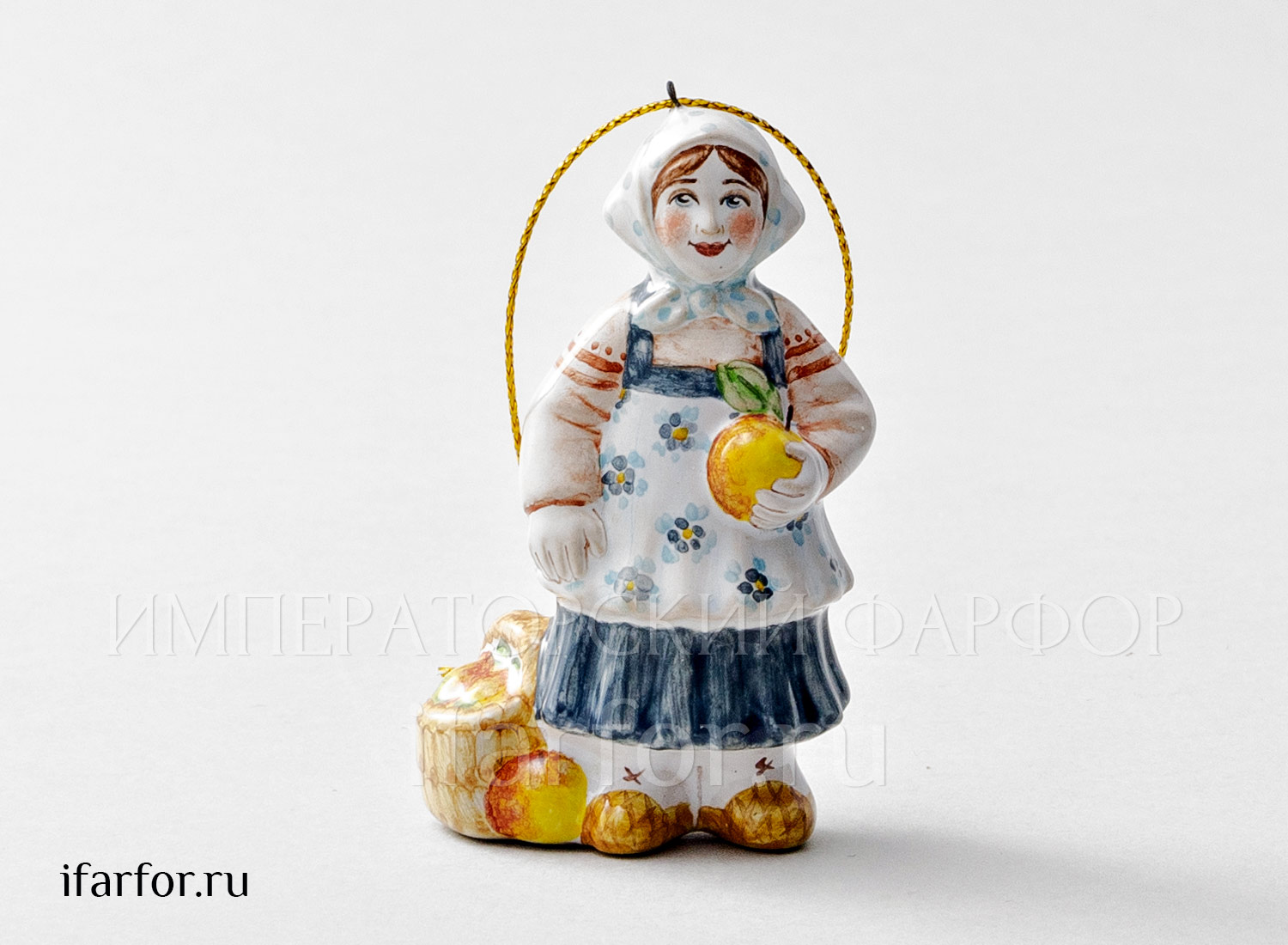 Елочная игрушка «Девочка с яблоками»
