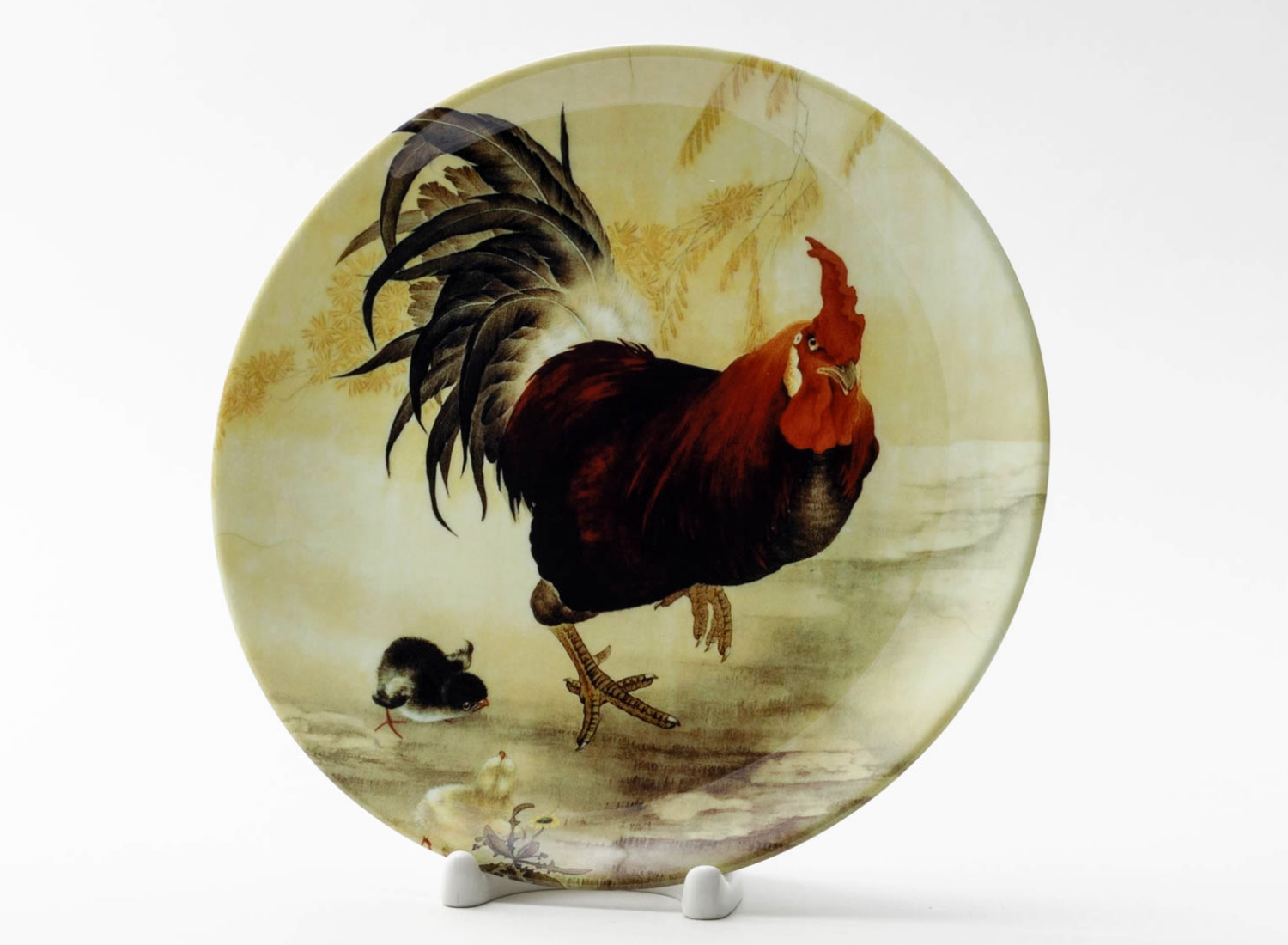 Декоративная тарелка «Петух и два цыпленка»