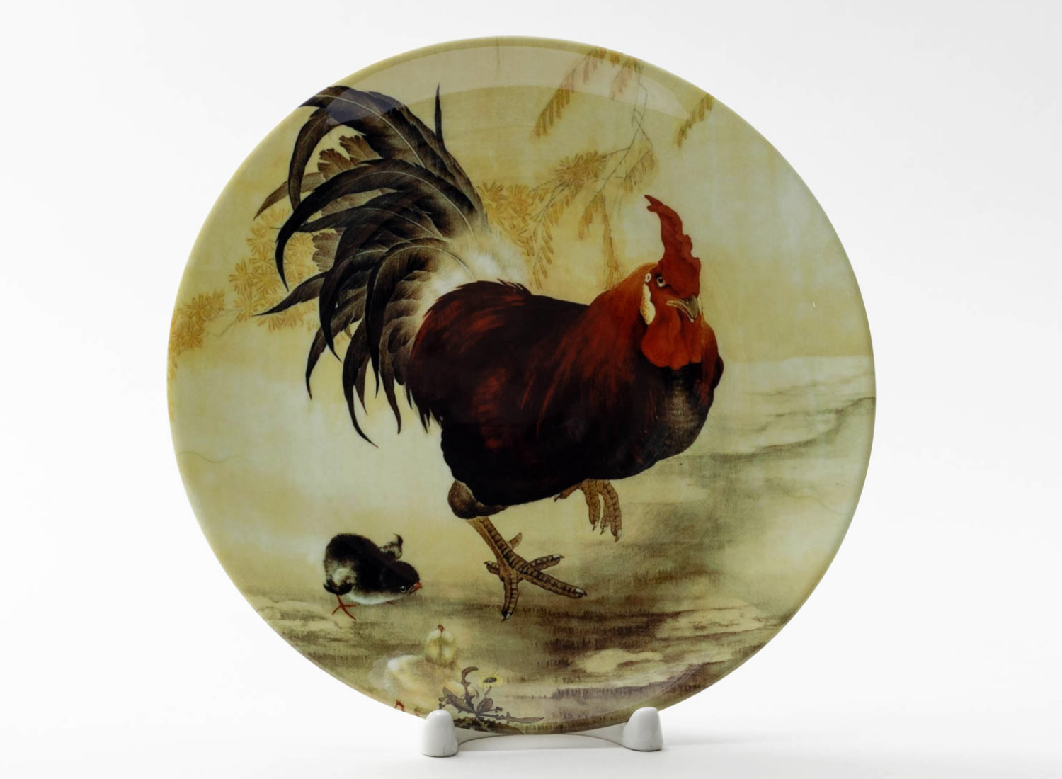 Декоративная тарелка «Петух и два цыпленка»