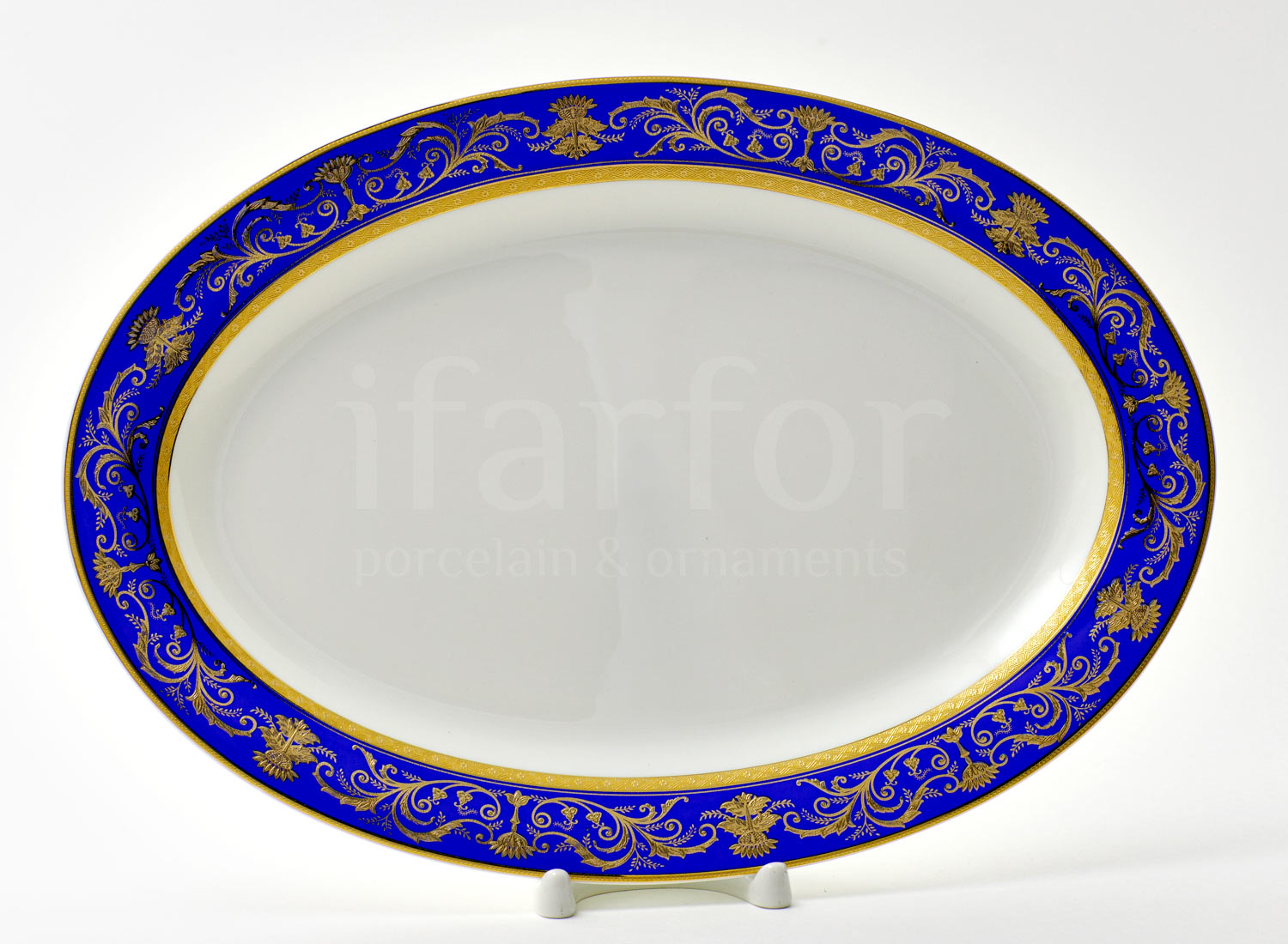 Блюдо овальное «Кобальт» Форма: Империал. Костяной фарфор. 300 мм.