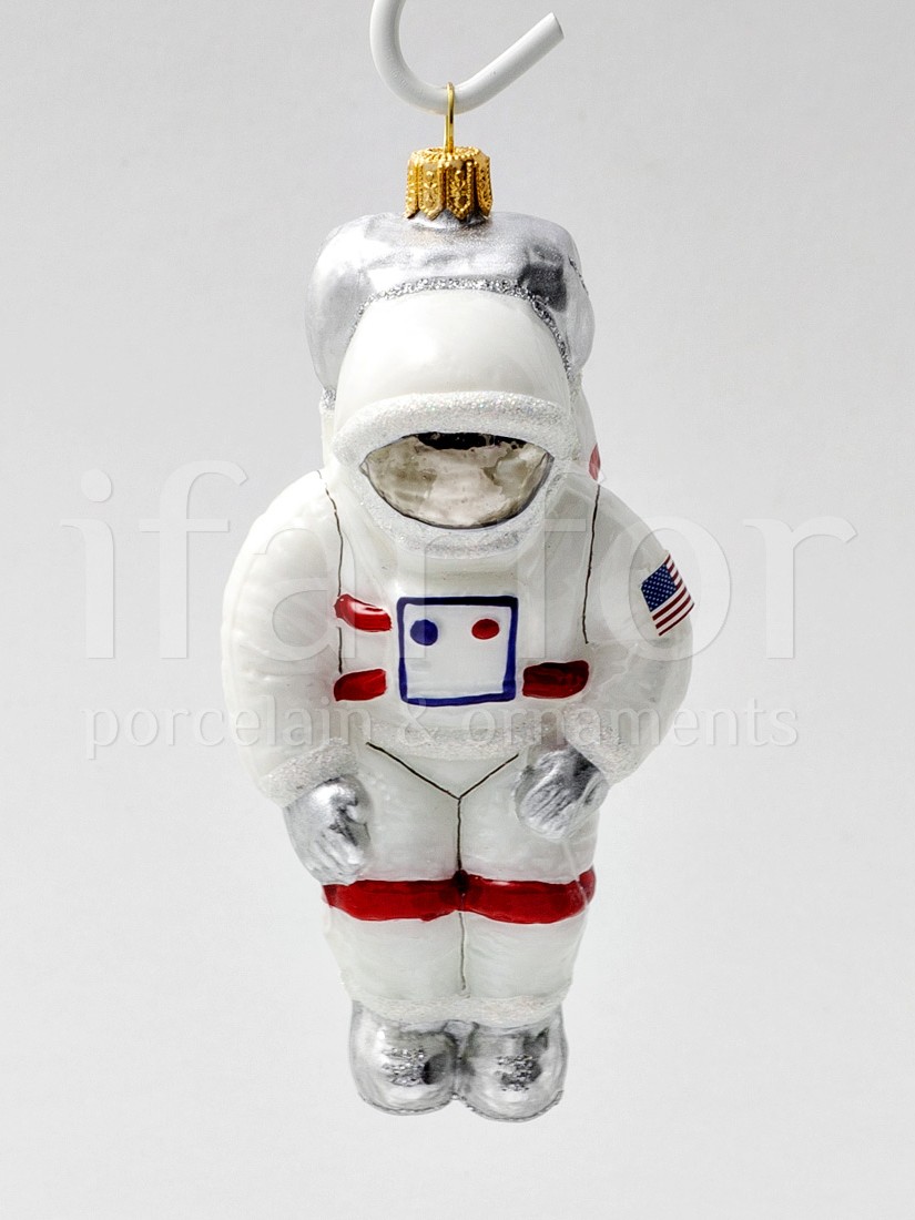 Елочная игрушка «Космонавт Major Tom» Стекло. 65 x 140 мм.