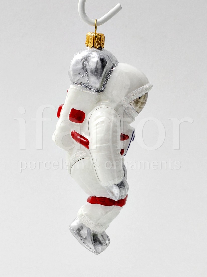 Елочная игрушка «Космонавт Major Tom» Стекло. 65 x 140 мм.