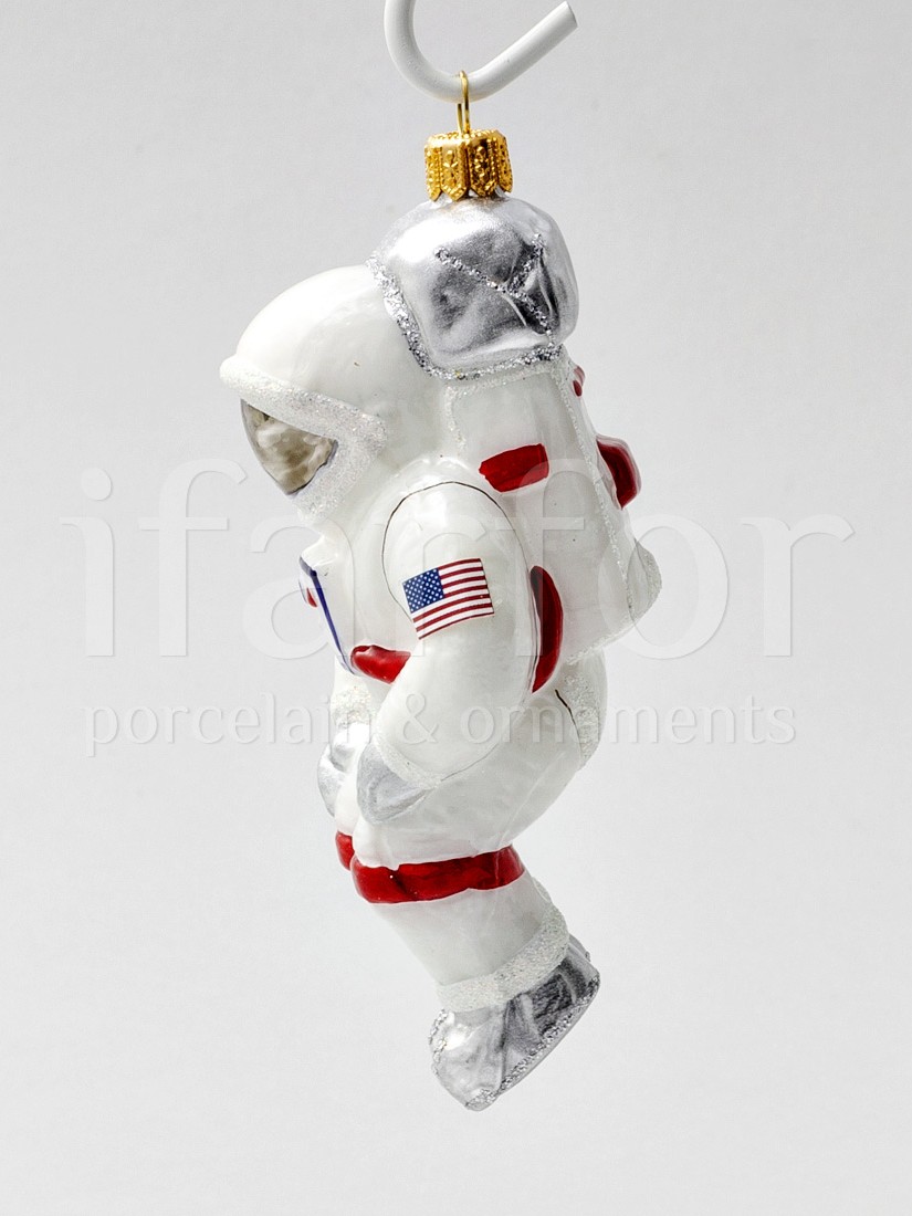 Елочная игрушка «Космонавт Major Tom» Стекло. 65 x 140 мм.