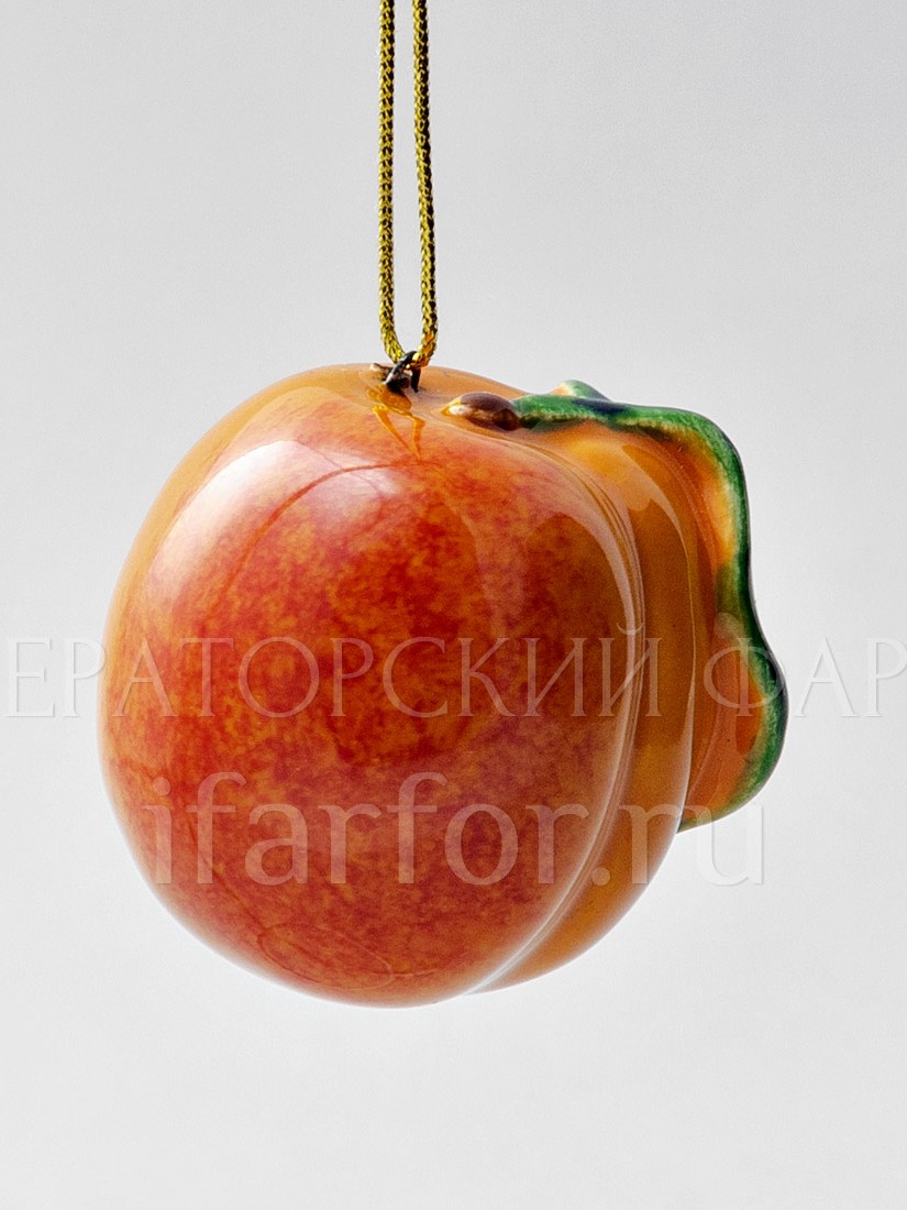 Елочная игрушка «Персик мини» Форма: Персик мини. Майолика. 40 x 40 мм.