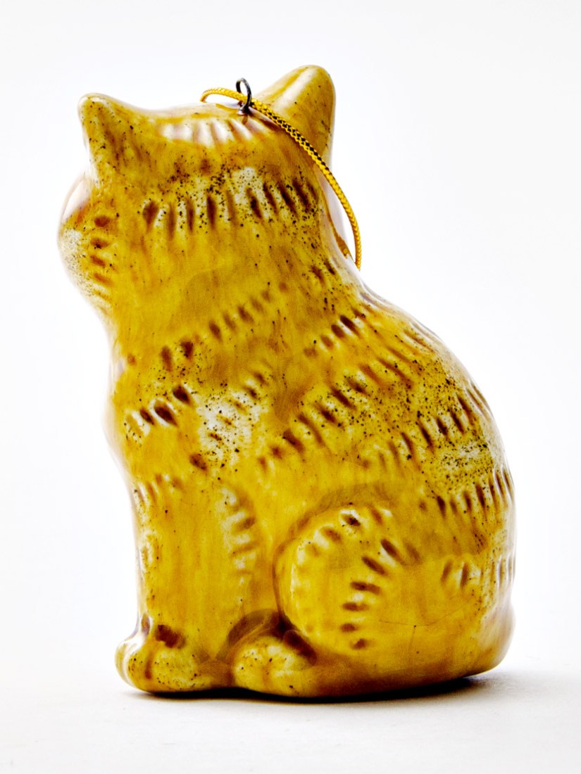 Елочная игрушка «Котик» Майолика. 40 x 43 x 85 мм.