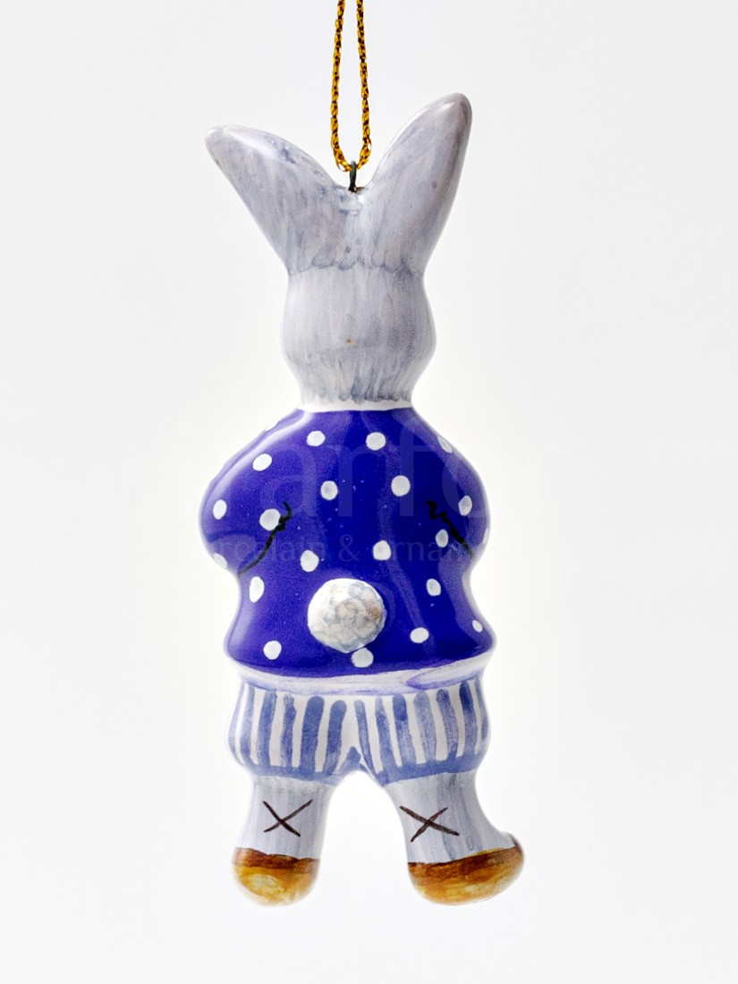 Елочная игрушка «Заяц» Форма: Заяц. Майолика. 33 x 87 мм.
