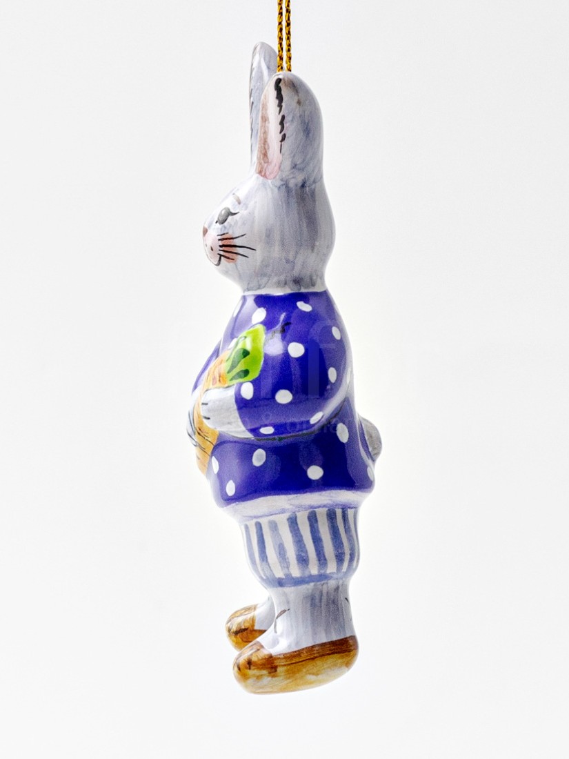 Елочная игрушка «Заяц» Форма: Заяц. Майолика. 33 x 87 мм.