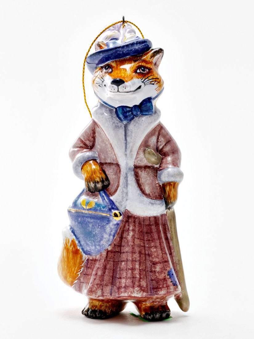 Елочная игрушка «Золотой ключик. Лиса Алиса» Майолика. 60 x 120 мм.