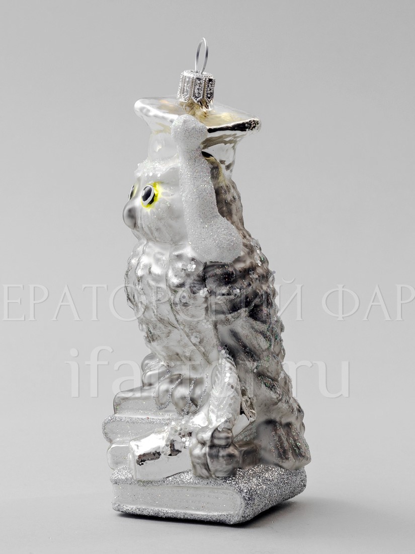 Елочная игрушка «Сова» Стекло. 140 мм.
