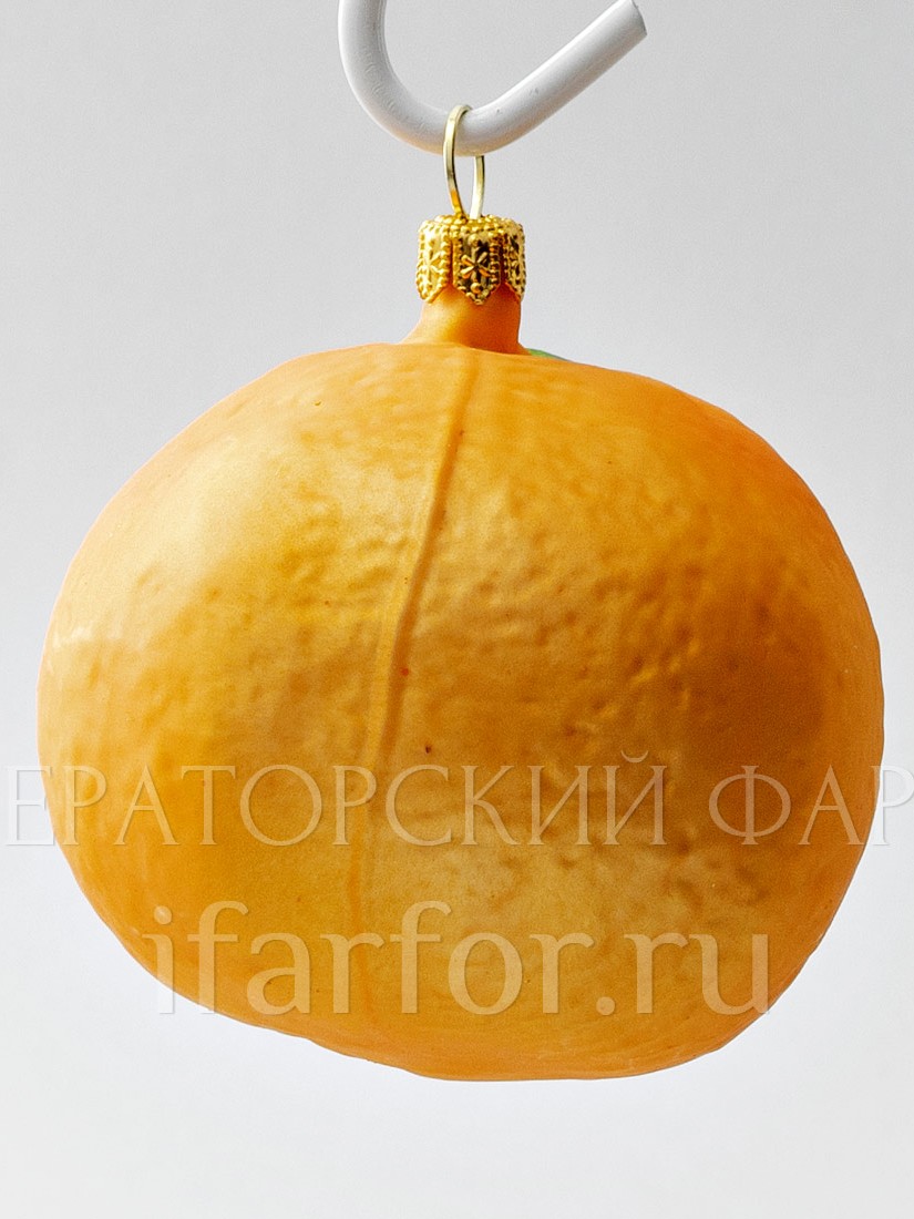 Елочная игрушка «Ягоды и фрукты. Апельсин» Стекло. 75 x 85 мм.