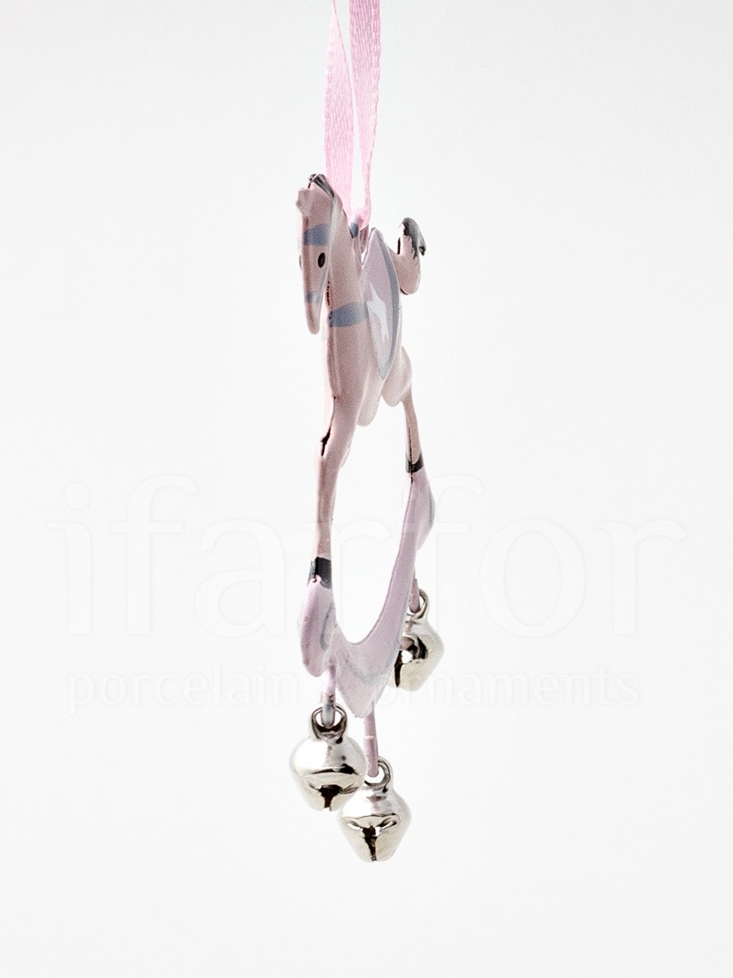 Елочная игрушка «Лошадка-качалка с колокольчиками (звездочка)» Металл. 80 мм.
