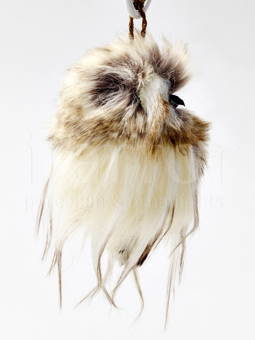 Елочная игрушка «Лохматый совенок 2» Пенополистирол, перо. 60 x 80 мм.