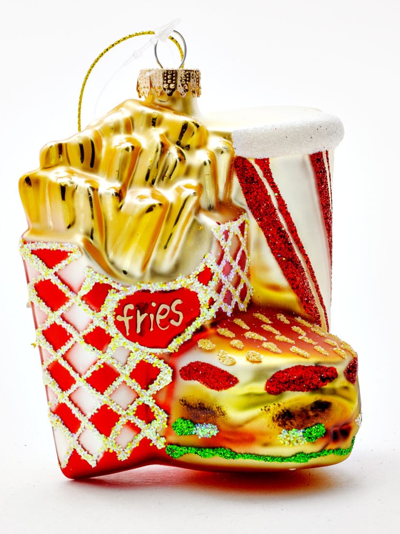 Елочная игрушка «Happy Meal» Стекло. 85 x 100 мм.