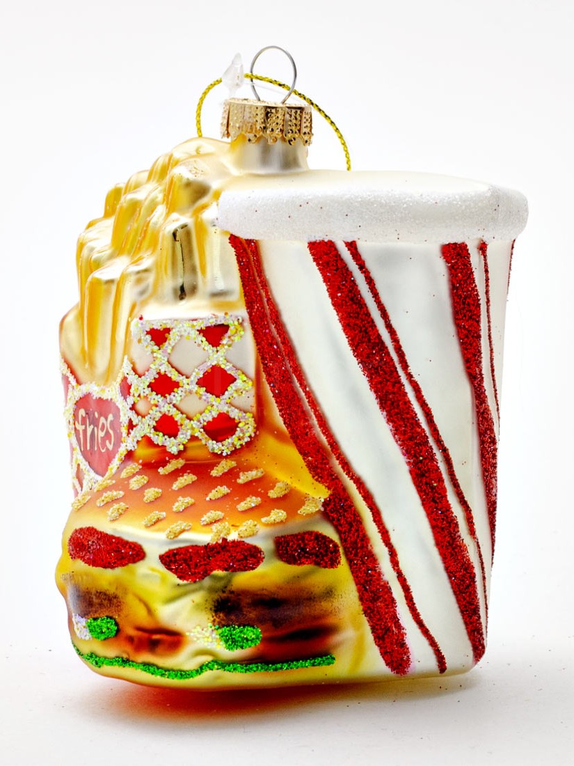Елочная игрушка «Happy Meal» Стекло. 85 x 100 мм.