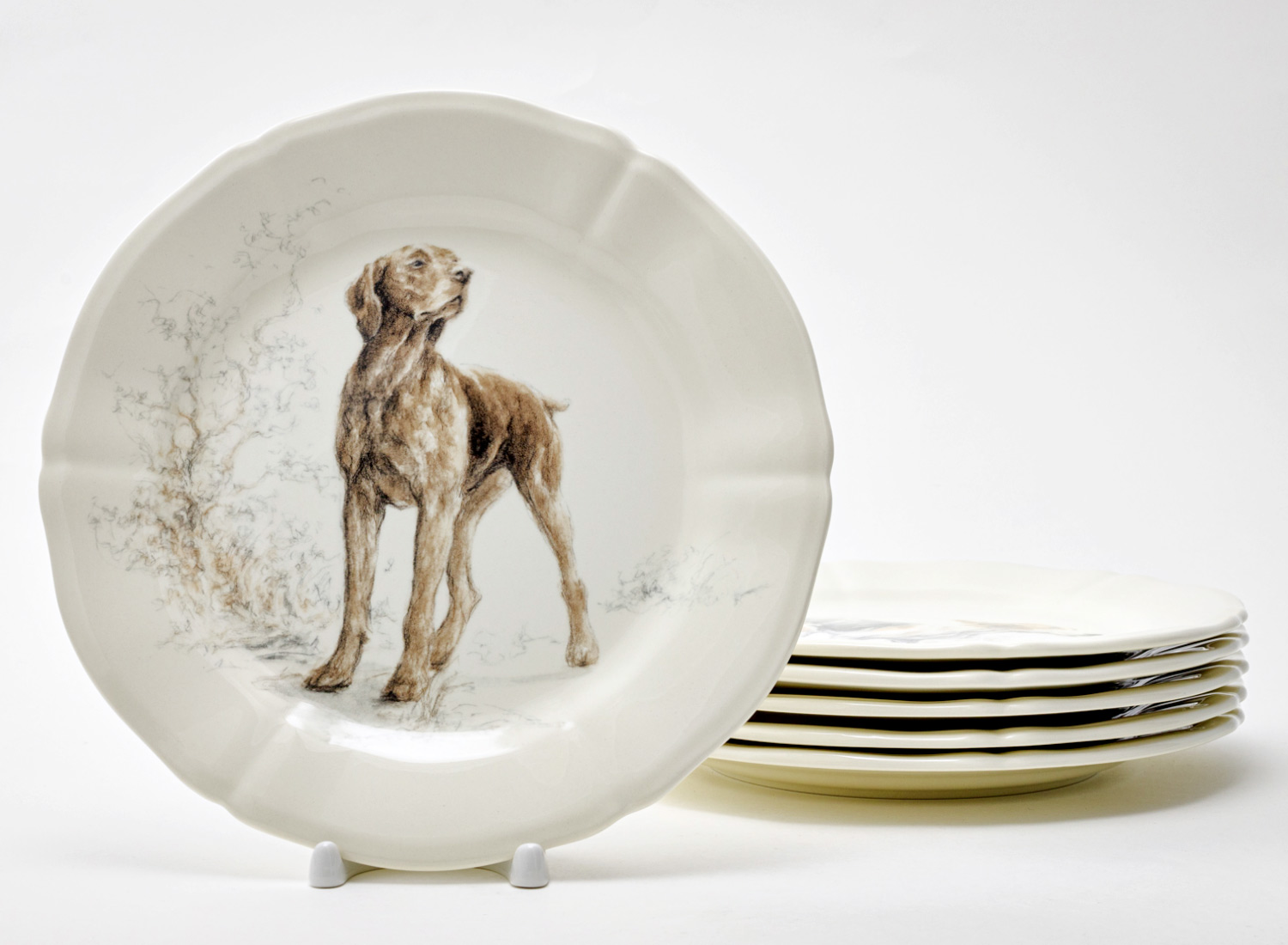Набор тарелок столовый «DOGS SOLOGNE» Форма: GIEN Рошель. Фаянс. 232 мм.