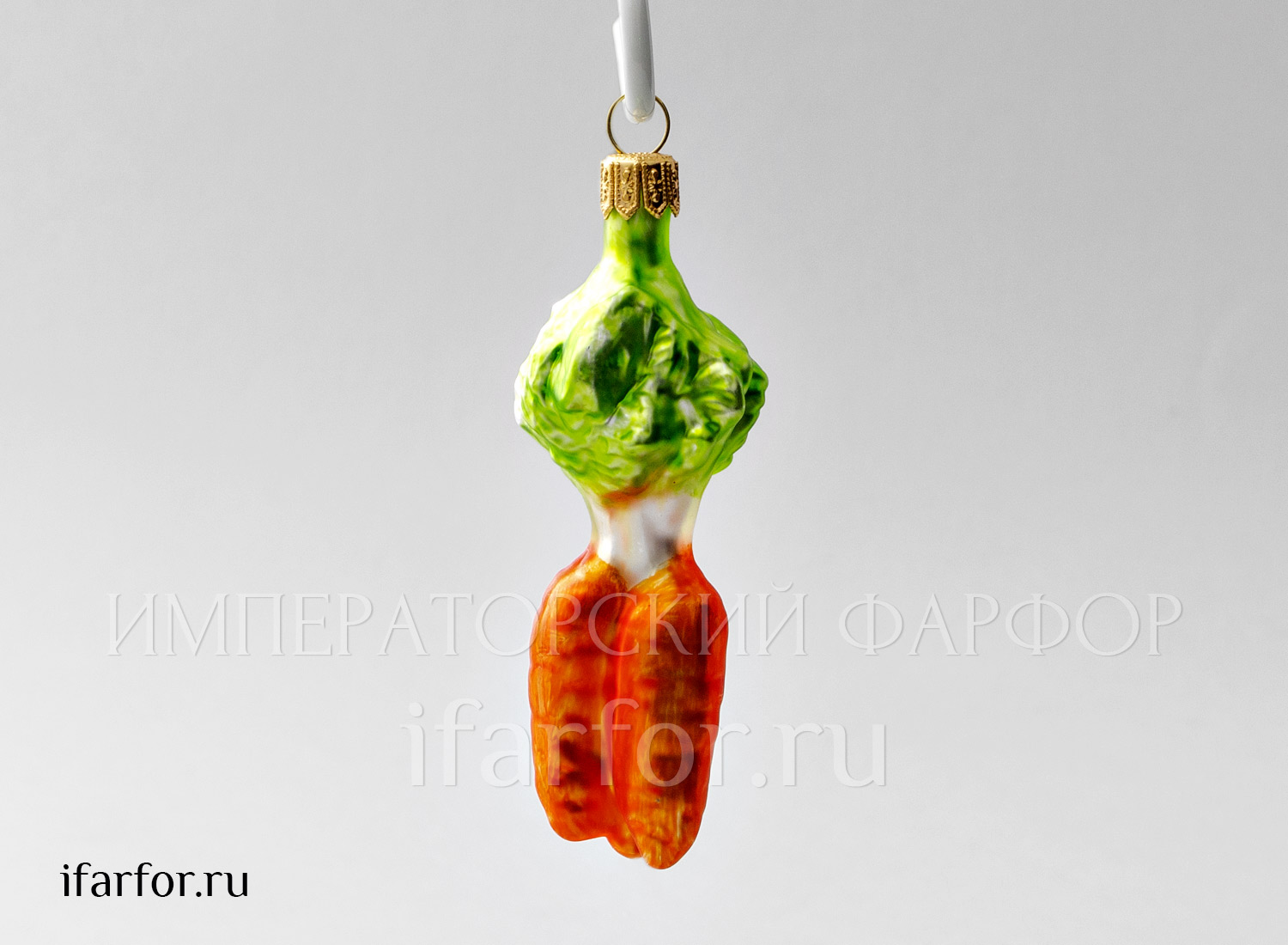 Елочная игрушка «Ягоды и фрукты. Морковь» Стекло. 35 x 100 мм.