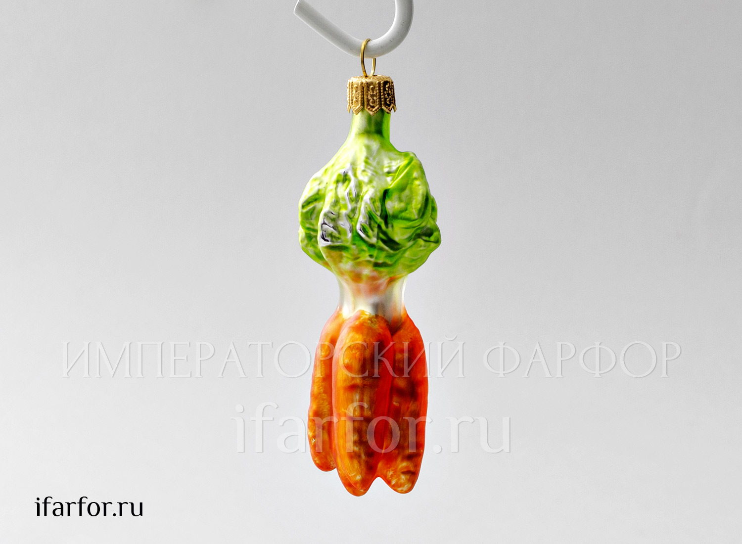 Елочная игрушка «Ягоды и фрукты. Морковь» Стекло. 35 x 100 мм.