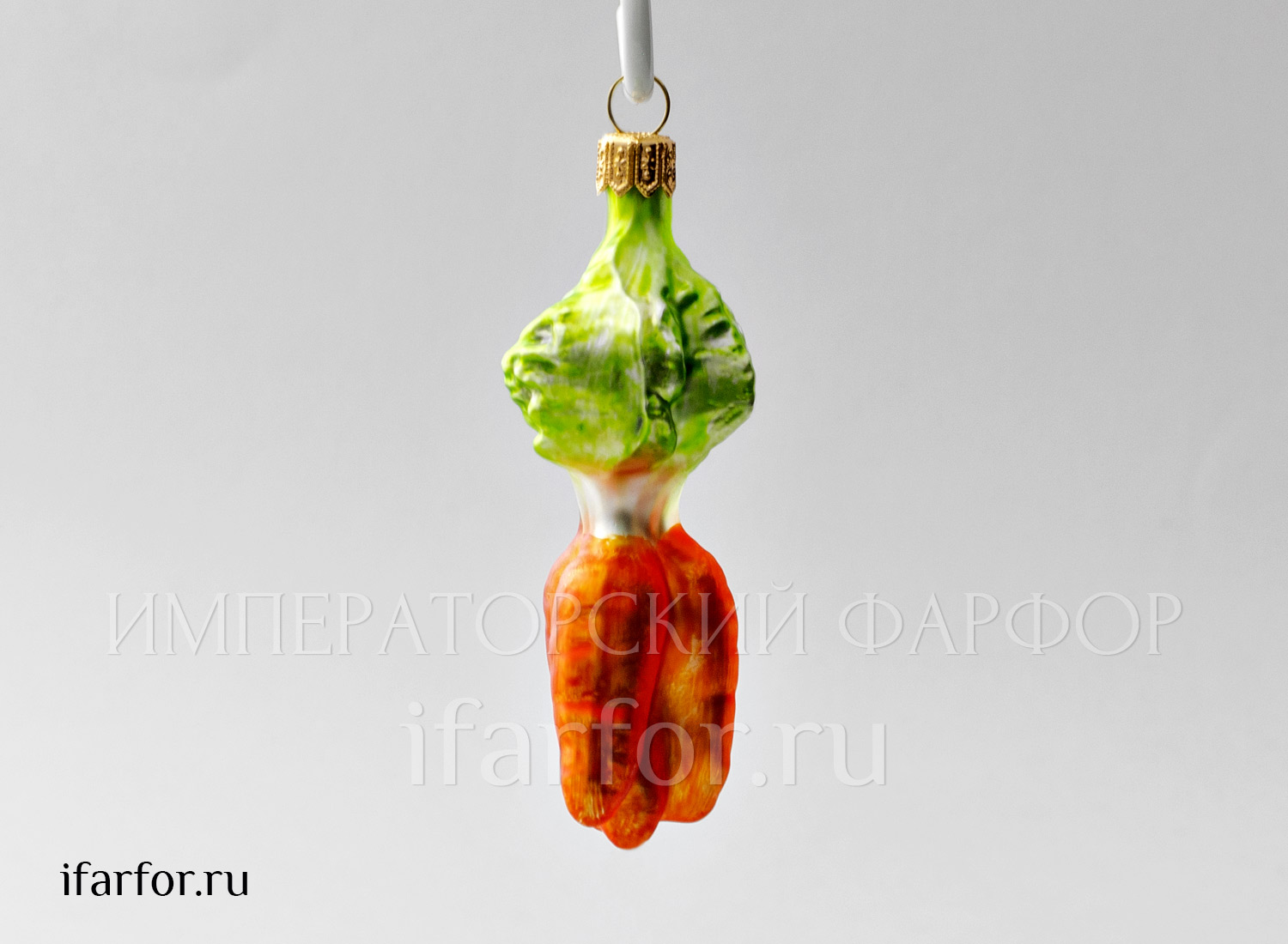 Елочная игрушка «Ягоды и фрукты. Морковь» Стекло. 35 x 100 мм.