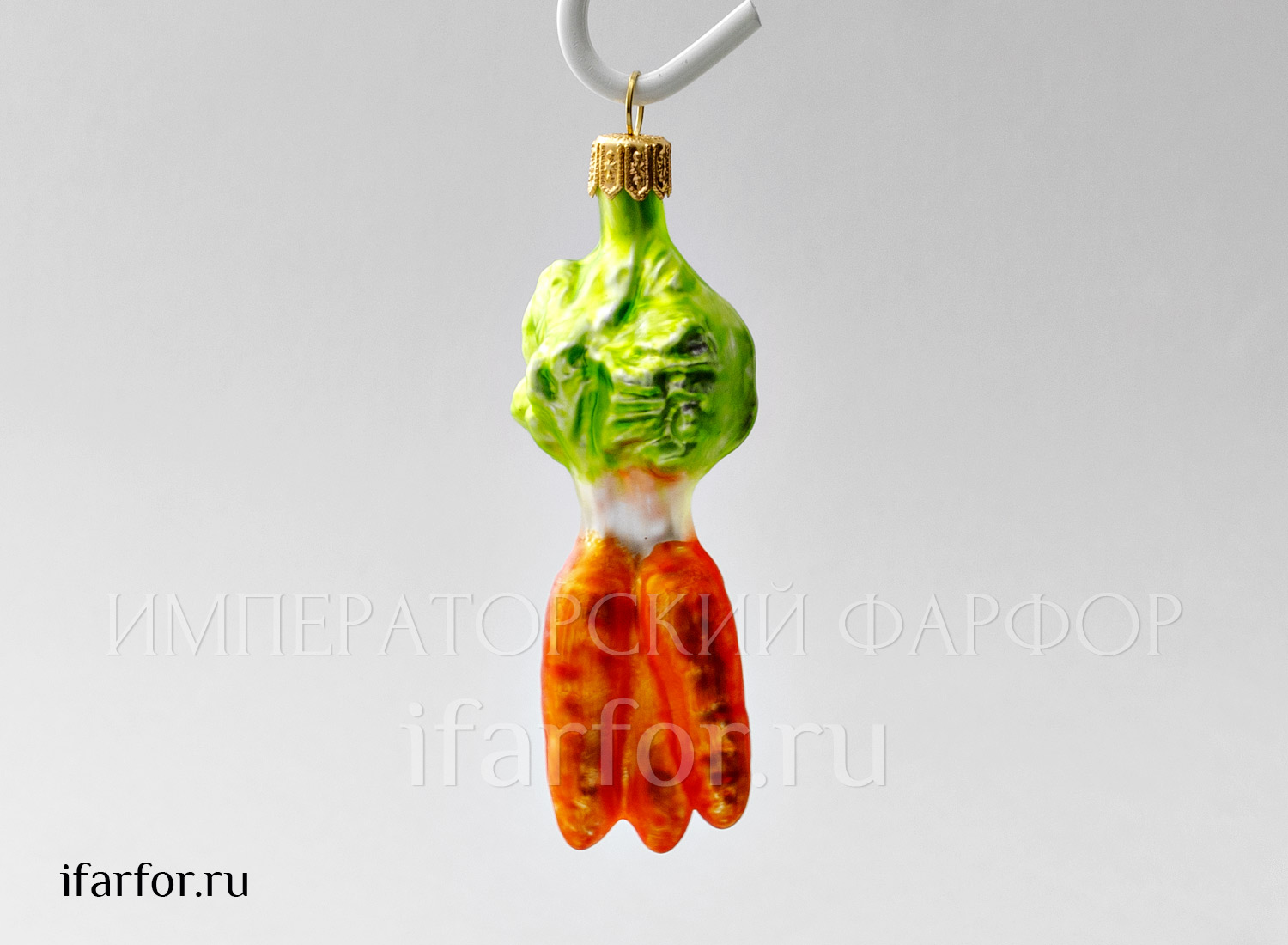 Елочная игрушка «Ягоды и фрукты. Морковь» Стекло. 35 x 100 мм.