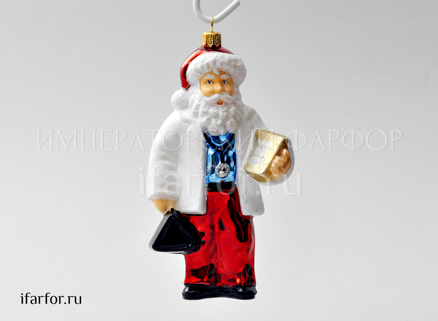 Елочная игрушка «Дед Мороз Доктор» Стекло. 157 мм.