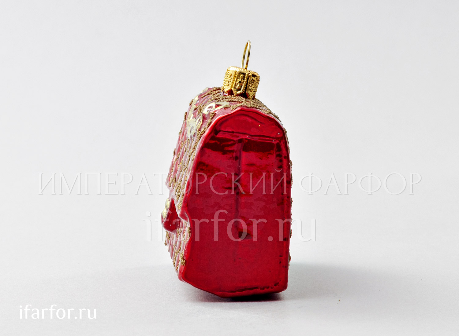 Елочная игрушка «Сумочка Шанель красная» Стекло. 70 x 70 мм.