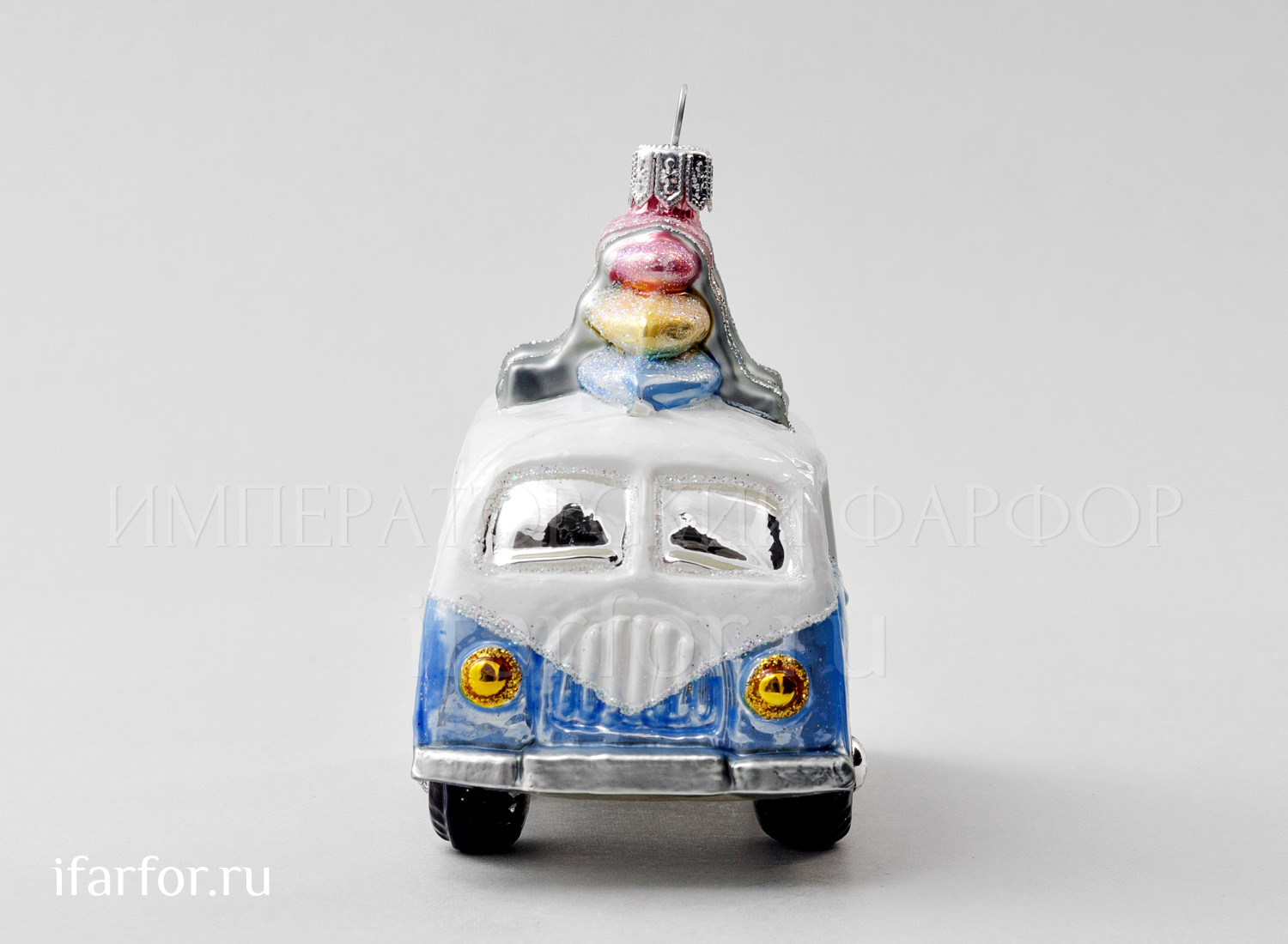 Елочная игрушка «Автобус» Стекло. 113 x 102 мм.