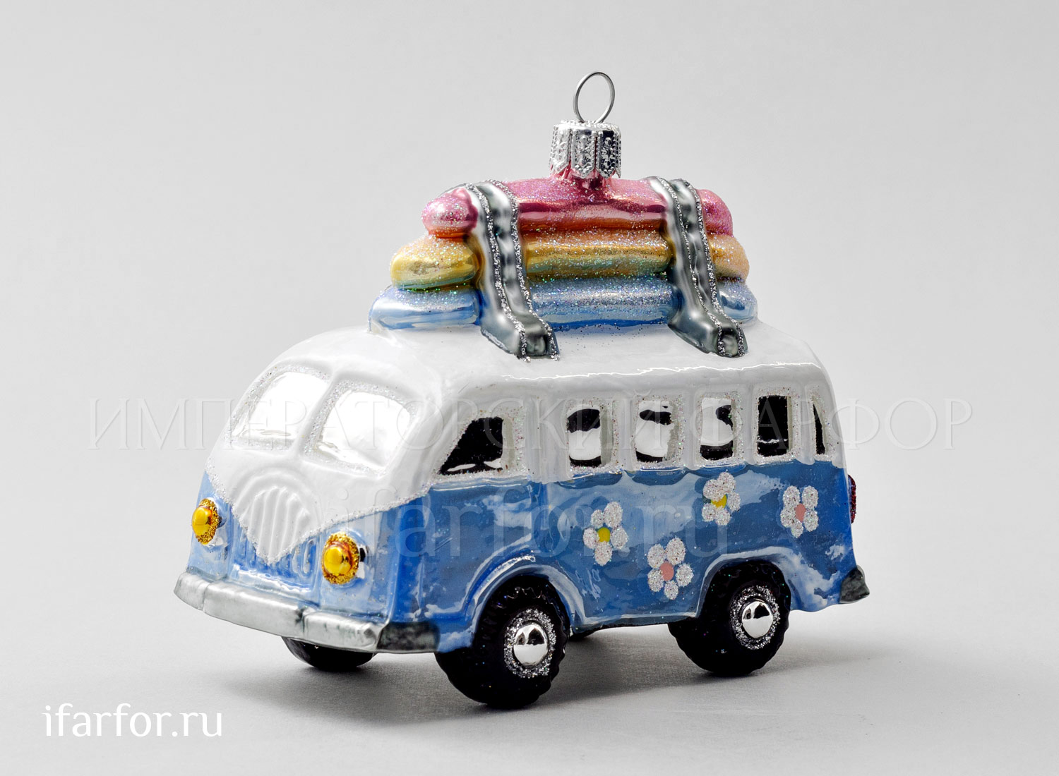 Елочная игрушка «Автобус» Стекло. 113 x 102 мм.