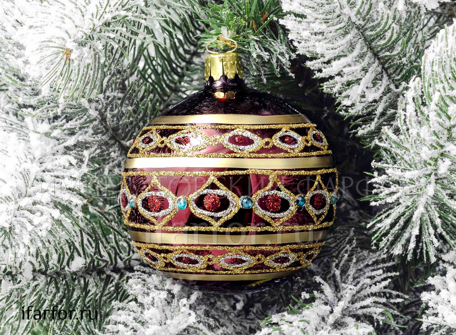 Елочная игрушка «Шар Комбо» Форма: Шар Комбо. Стекло. 80 x 90 x 80 мм.