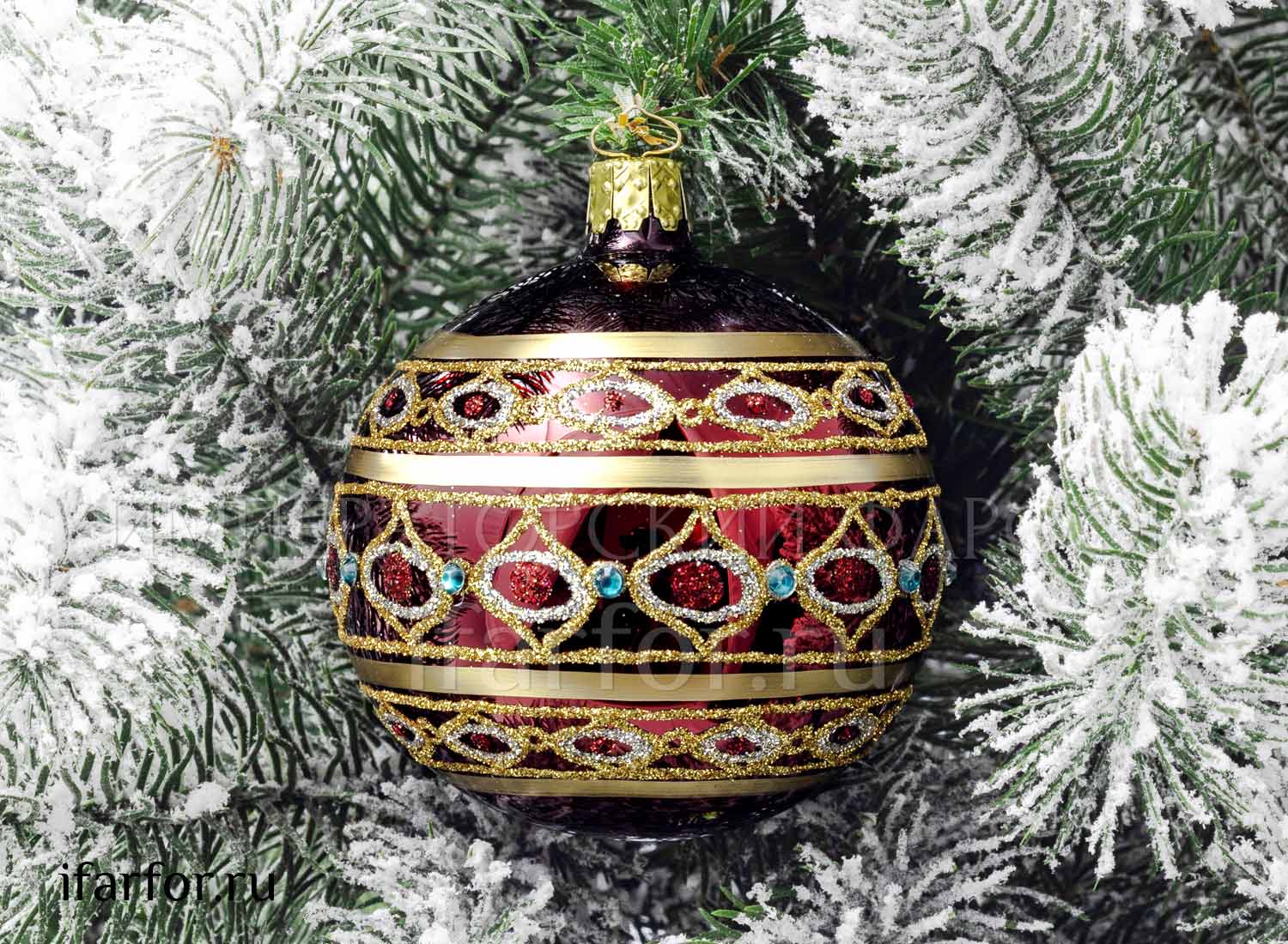 Елочная игрушка «Шар Комбо» Форма: Шар Комбо. Стекло. 80 x 90 x 80 мм.