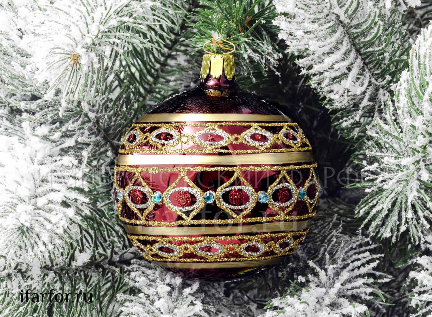 Елочная игрушка «Шар Комбо» Форма: Шар Комбо. Стекло. 80 x 90 x 80 мм.