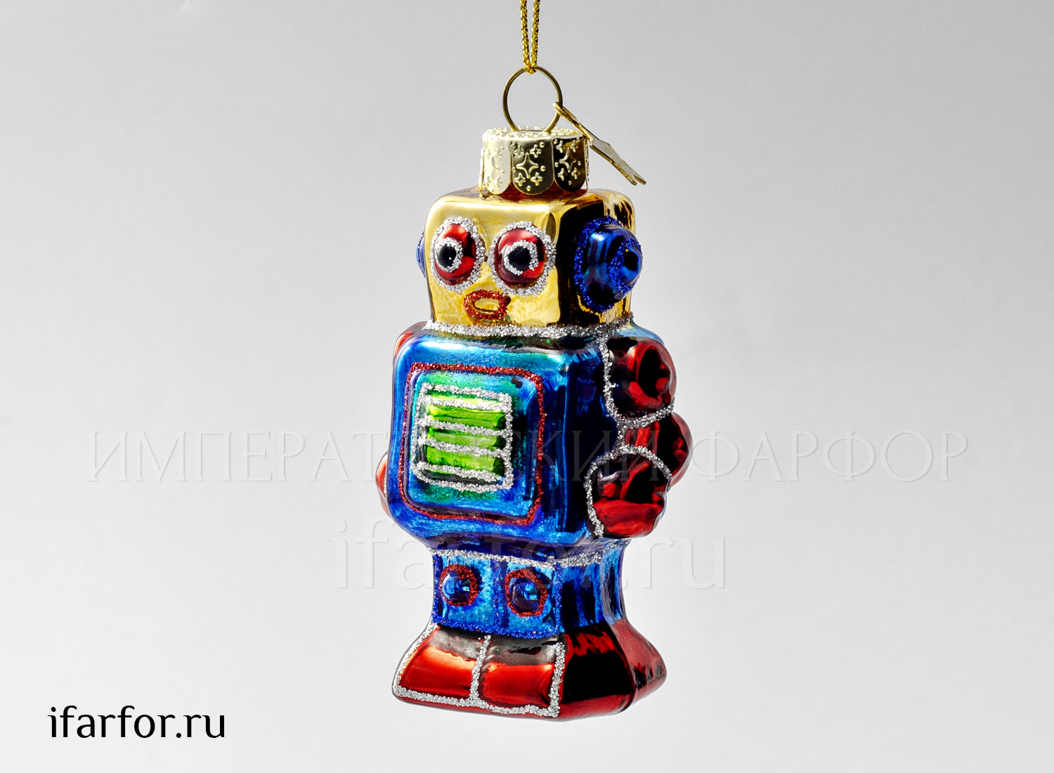 Елочная игрушка «Маленький робот синий»