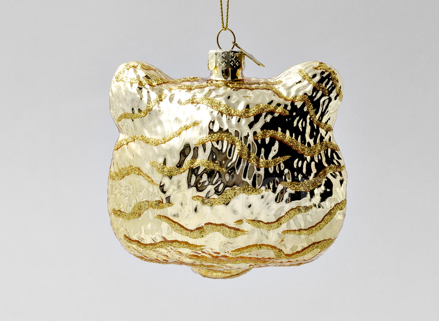 Елочная игрушка «Голова тигра золотая»